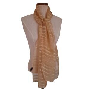 Lane Bryant Accents Gold Stripe Sheer Rectangular Scarf- Size 13" X 68"